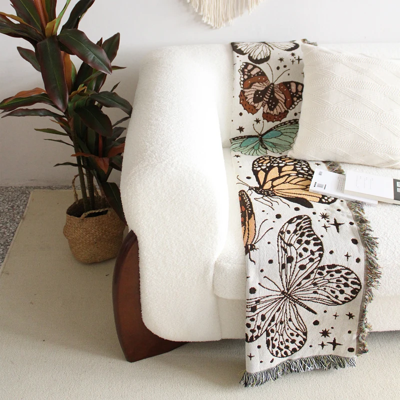 Садовое винтажное украшение в эстетике бабочек, танцевальных насекомых, плетеное одеяло, Настенный декор, гобелен, многоцветная настенная Подвеска из хлопка