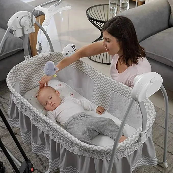 Round Babies Crib And Playpen Portable Baby Cot Playpen Travel Bed Acrylic Electric Crib Sets Baby Swing Bed