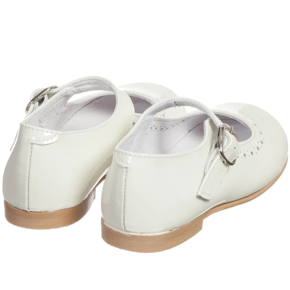 Детские Летние Стильные туфли цвета слоновой кости для девочек, лакированные Туфли Мэри Джейн