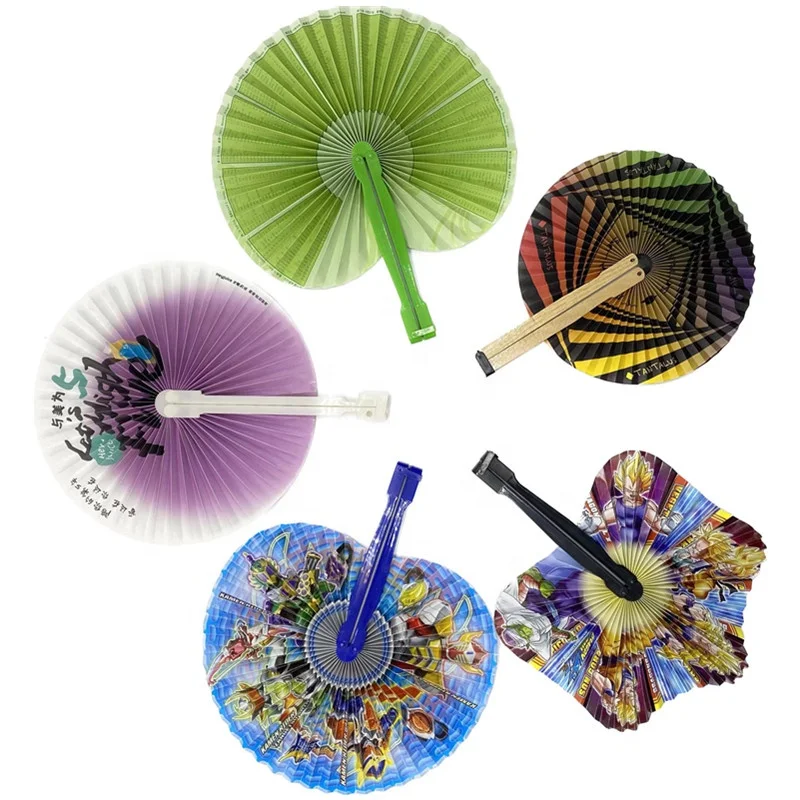 Chinese folk style bamboo craft advertising round paddle fan paper fan