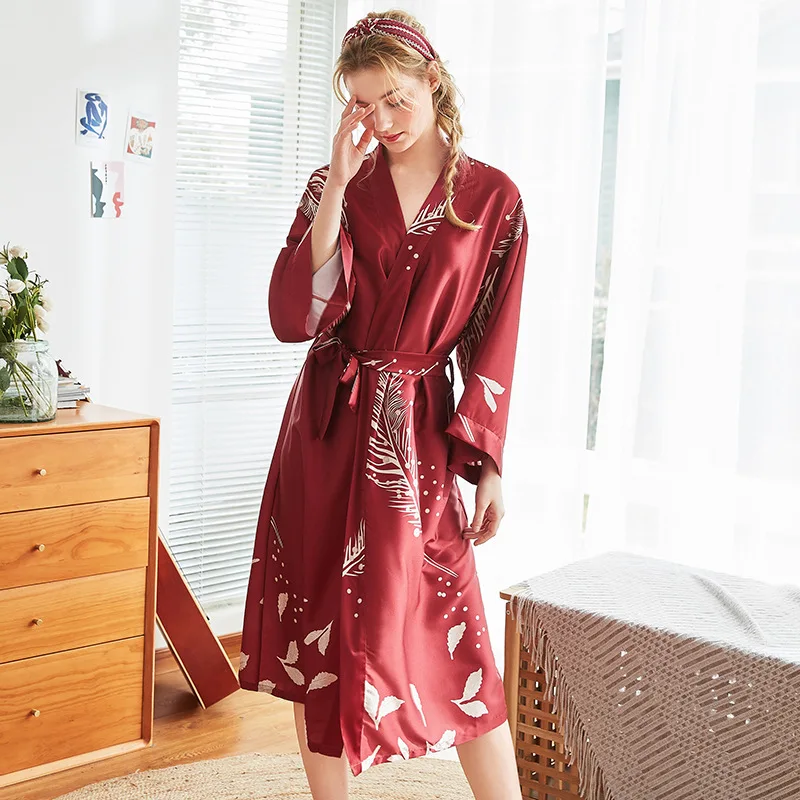 Factory Price Cheap Wholesale Custom Women Sexy V Neck Satin Bath Robes