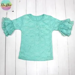 2022 High Quality Fashion Kids Summer Clothing Girls Tops Children Lace Tops Boutique Kids Ruffle Tops