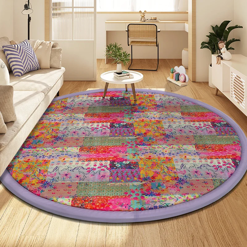 Round Colorful Memory Foam Thick Tummy Time and Crawling Mat Baby Floor Mat for Toddlers