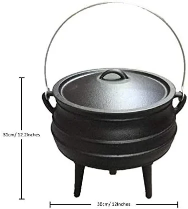 Wholesale Factory Price South Africa 3 Leg Soup Stock Pots Cast Iron Pot Potjie Black Outdoor Camping Cooking Pots Cauldron