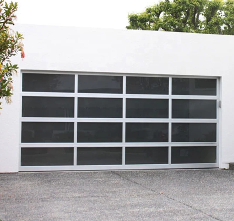 Luxury Impact Tempered Aluminum Alloy Glass Framed Garage Door Modern Well Insulated Commercial Glass Garage Doors for Homes