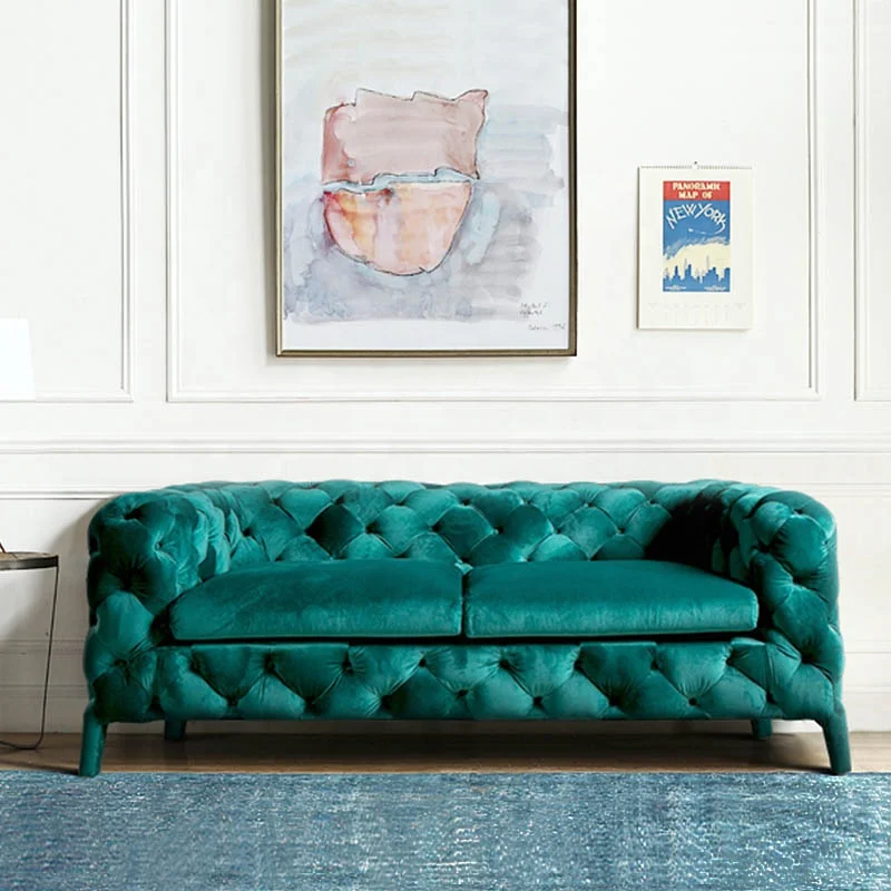 
Furniture Tufted Green Velvet Fabric American Chesterfield Sofa Set Venta De Muebles Designs Modern 