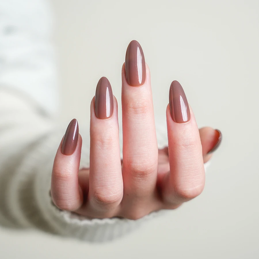 Nail Supplier Wholesale Price Solid Stiletto Salon Quality Rich Chocolate Color 30pcs  Full Cover Press on Nails Faux Ongles