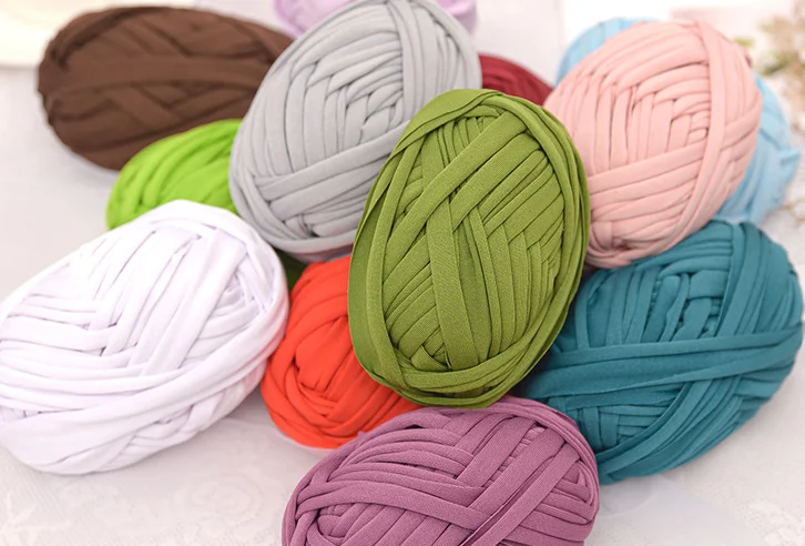 New Material Blanket Crochet Tape Fancy Yarn 92% polyester 8% Spandex T Shirt Yarn for Bags