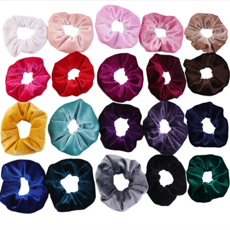 2021 Hot sale soft velvet holder hair scrunchies women plain color scrunchies hair accessories