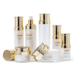 15ml 30ml 50ml 100ml 120ml 30g 50g Luxury gold plastic pressured pump spray acrylic airless cosmetic bottle series for skin care