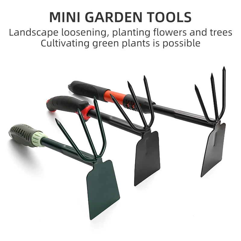 JP Outdoor Garden Tool Flower Rake PP Handle Three Tooth Rake Dual-use Small Garden Hoe Shovel