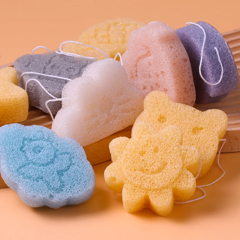 Custom logo natural facial konjac sponge private label Gentle Face cleansing exfoliation activated sponge