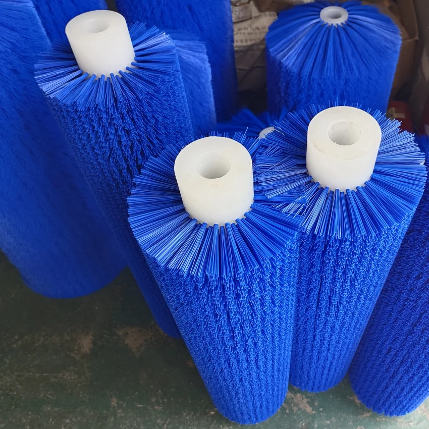 Custom Staggered Pattern Food Industry Blue Nylon Cylinder Roller Brush for Cleaning