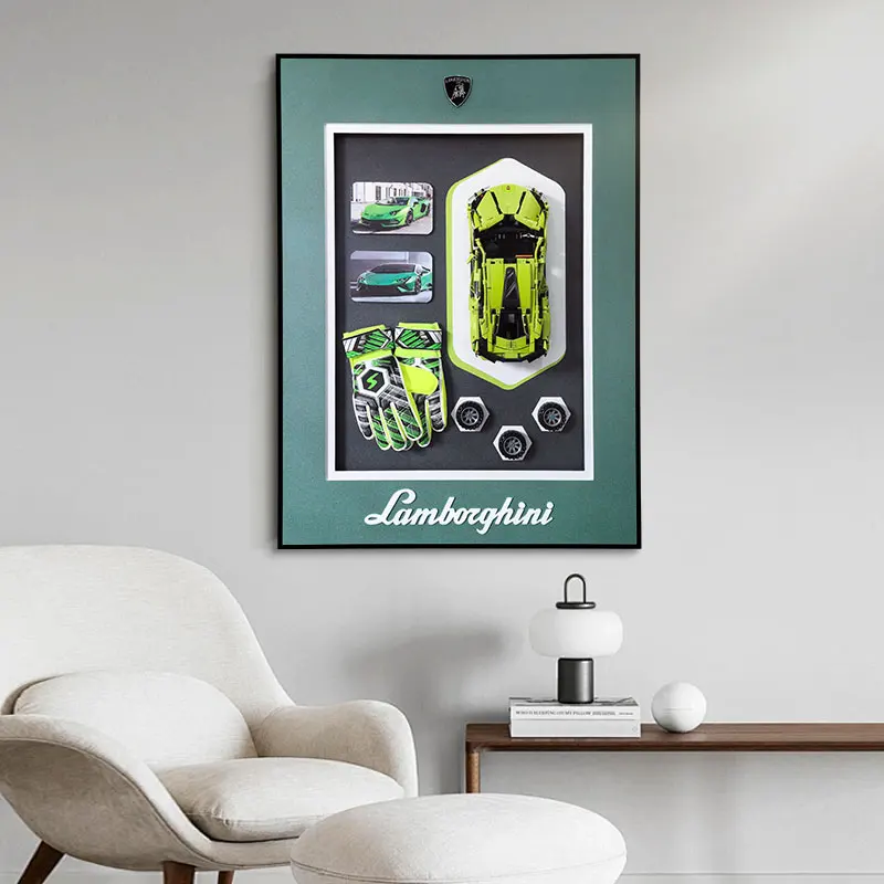 Современный Электрический многофункциональный дом дисплей спортивный автомобиль настенный стеллаж алюминиевый строительный блок концепция подвесного натюрморта