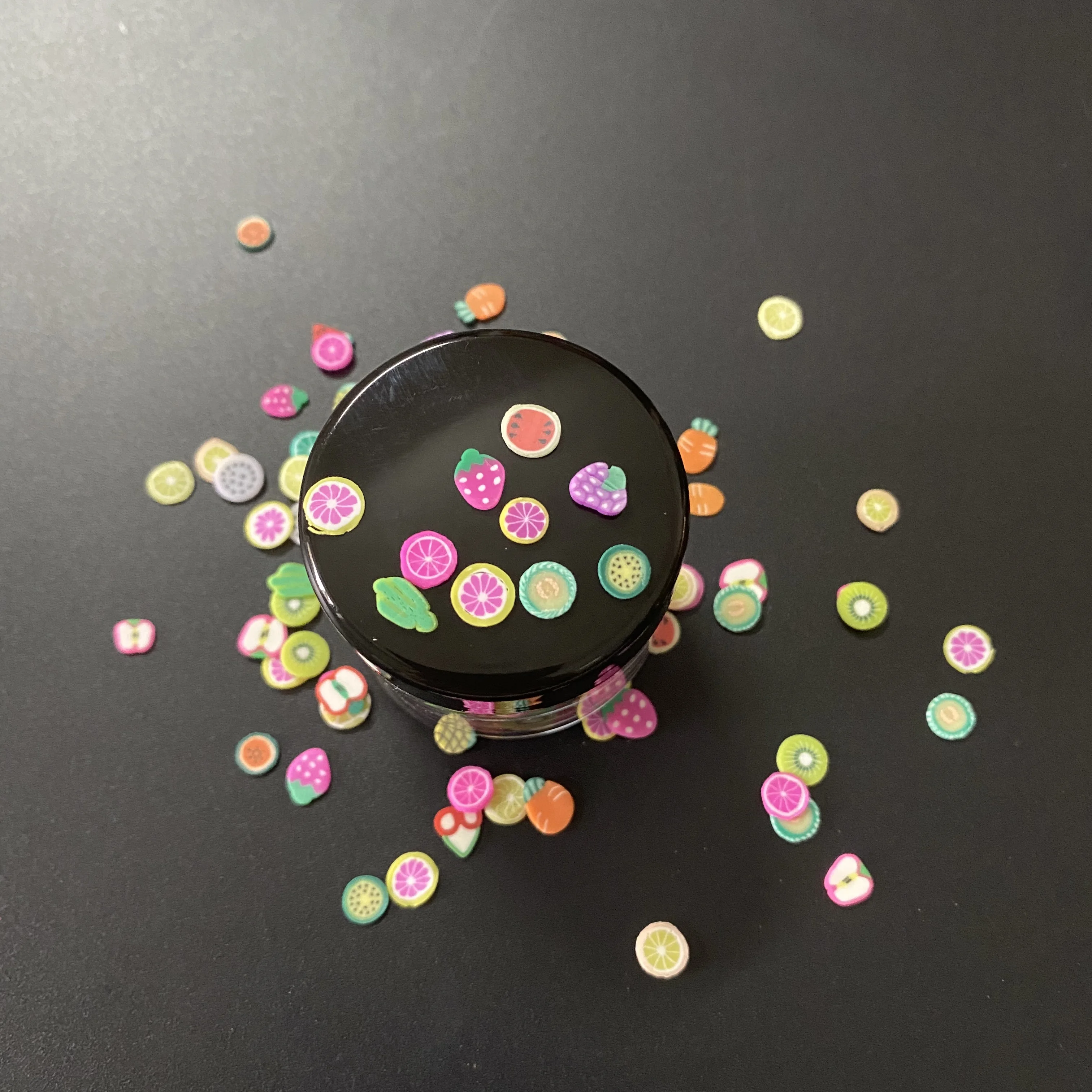 High Quality Polymer Soft Clay Fruit Slices Sprinkles 1kg 5mm 3D Polymer Clay Strawberry Lemon Slices For Slime