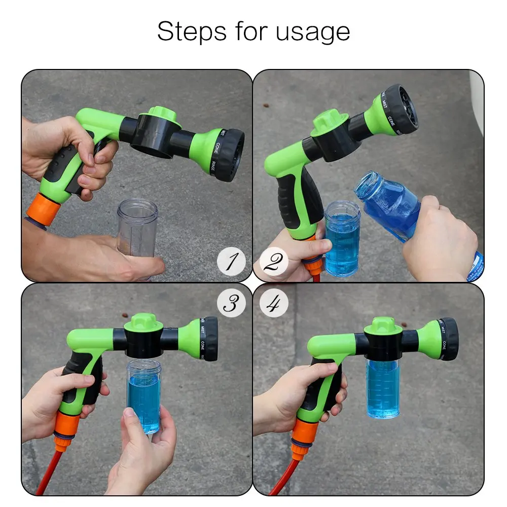 Portable Auto Foam Lance Water Gun High Pressure 3 Grade Nozzle Jet Car Washer Sprayer Cleaning Tool Automobiles Wash Tools