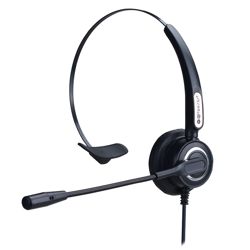 
The dh75 call center plug-in computer uses a 3.5mm dual plug single ear headset 
