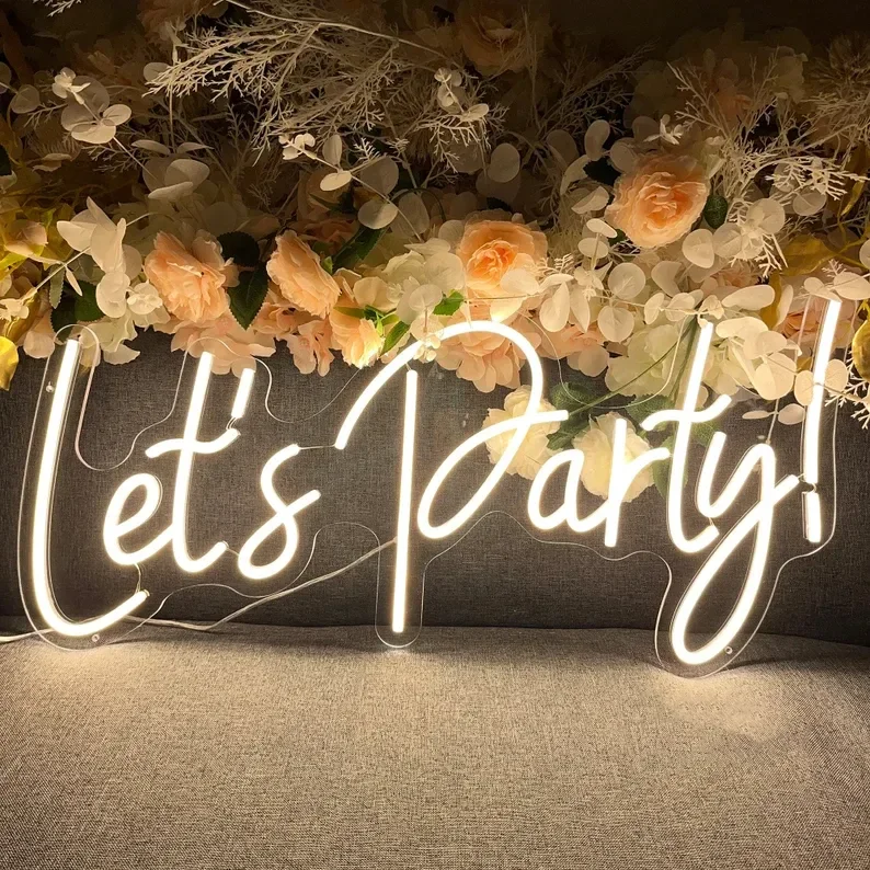 GOLDMORE1 Shop Logo Lamp Pub Store Club Game Room Wall Home Decor Birthday Lets Party Restaurant Flower Neon Custom Sign LED