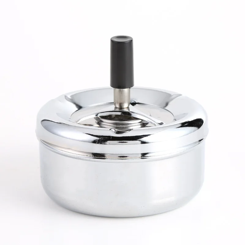 Креативная металлическая круглая нажимная пепельница для сигарет с крышкой офисная гостиная спальня вращающаяся