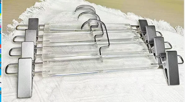 HOUSE DAY 25 Pack 14 inch Clear Plastic Skirt Hangers with Clips Skirt Hangers Clip Hangers for Pants Trouser Bulk Plastic Pan