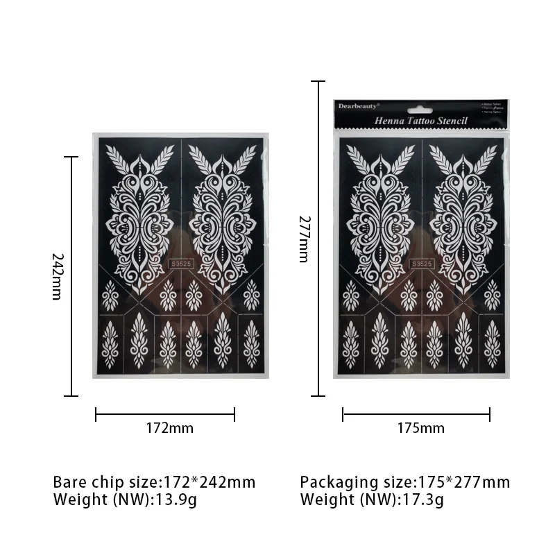 custom large size made mehndi hand stickers PVC Body Art henna tattoo sticker foot henna stencils sticker