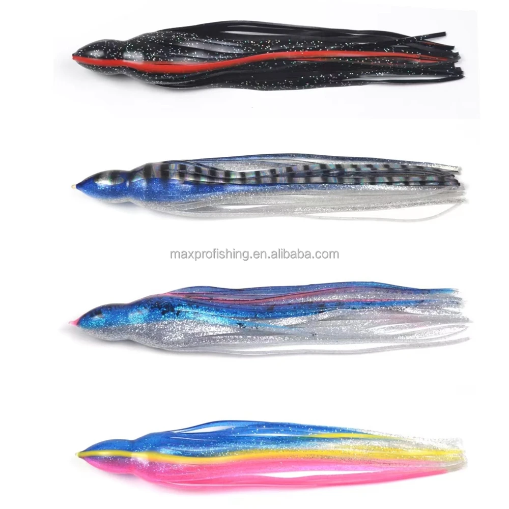 Premium UV Protected Big Game Trolling Fishing Squid Skirts Without Eyes