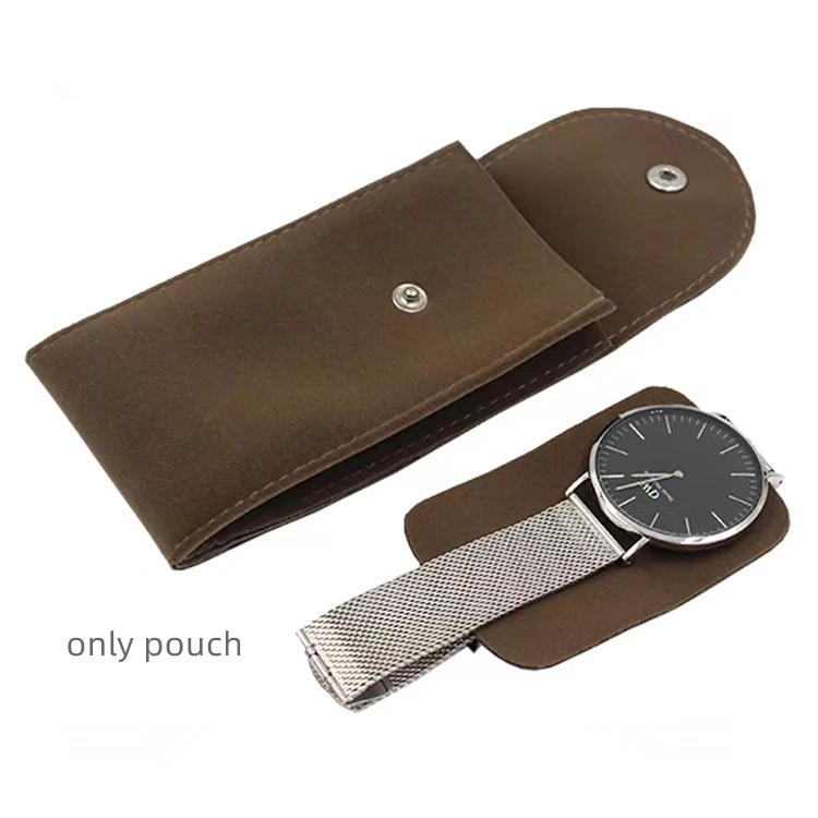 Custom Suede Leather Watch Travel Bag for Watches with Bracelets Organizer Watch Pouch