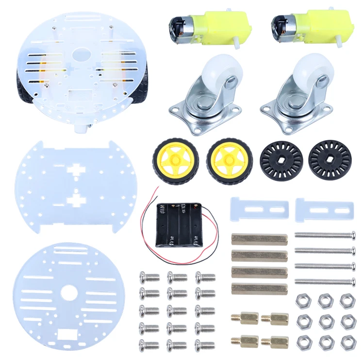 Robot 2WD Chassis Kits TT Motor Omni Wheel Round Acrylic Car 2WD Chassis Robot For Arduino