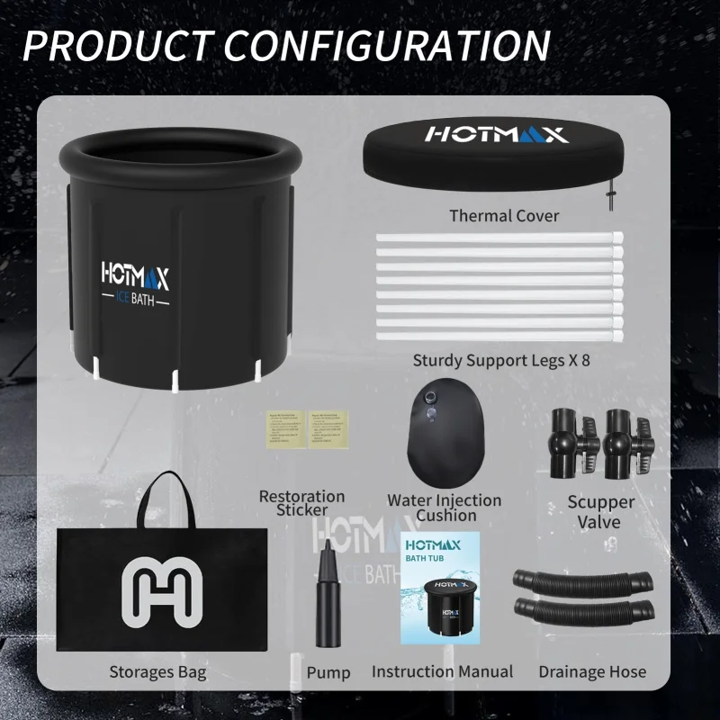 Vanace Inflatable Pools Ice Bath 1/3HP Water Chiller Filter Ozone Tub Cold Plunge Chiller