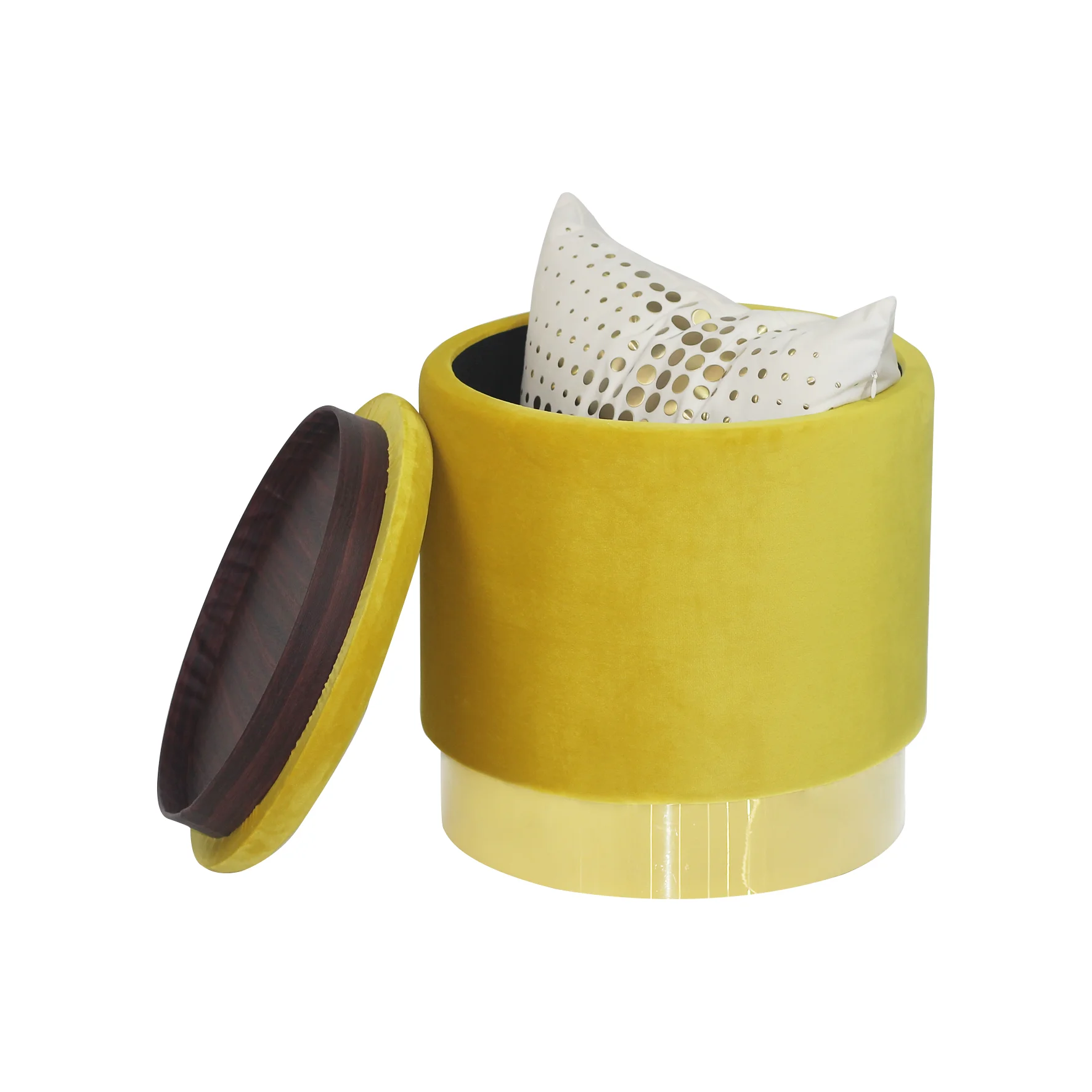 
Simplify home Velvet foldable storage round ottoman box with removable lid 