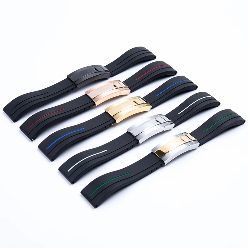 20mm Waterproof Dustproof Silicone Rubber Watchband For R-olexs Strap For Su-bmariner GMT Daytona Flat End Watch rlx jubilee gmt