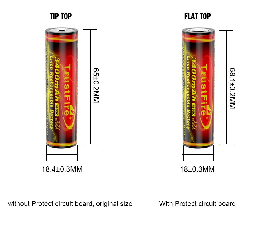 Trustfire 3 7 V 3400mAH литий-ионный аккумулятор 18650 батарея летучая мышь