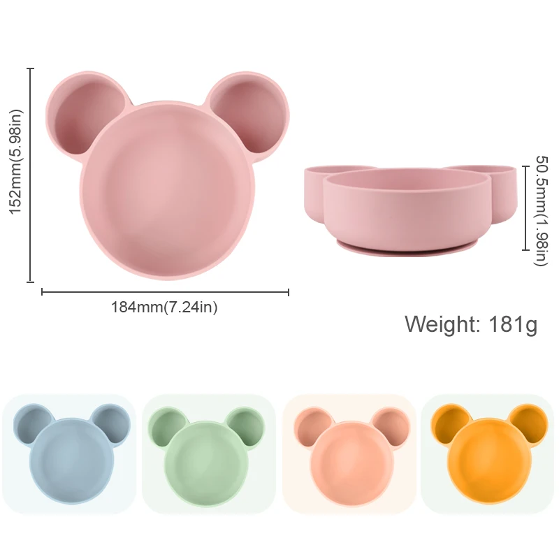 Wellfine New Design Food Grade Baby Plates and Bowls Kids Dining Feeding Bowl Custom Silicone Baby Suction bowl