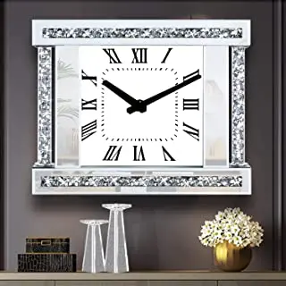 Modern living room home decor mirrored crushed diamond luxury square wall clock