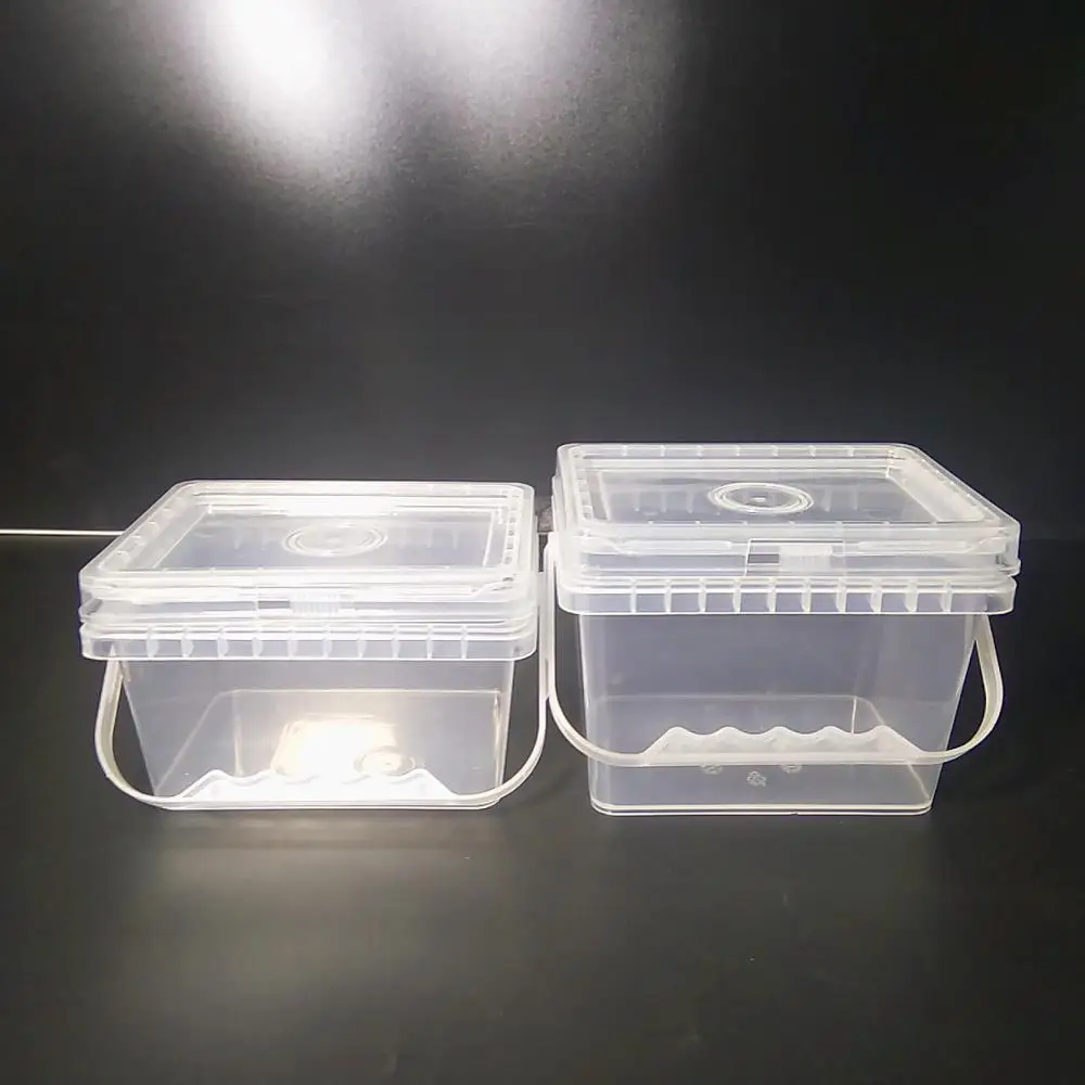 
Stocked Good Quality Tamper Evident Black Plastic Square Paint Buckets With Lids And Handle Pail 