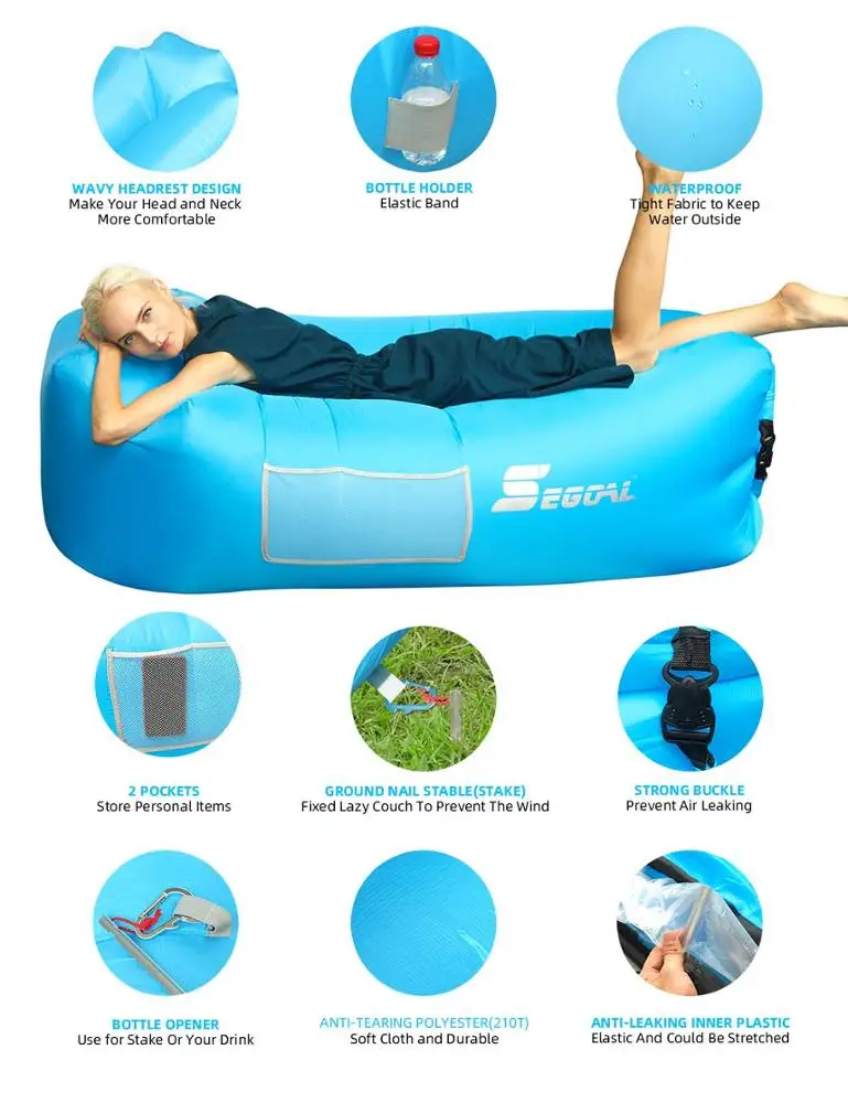 Top Selling wholesale Products Inflatable Banana lounger Sofa Bed With Carry Sleeping Bag