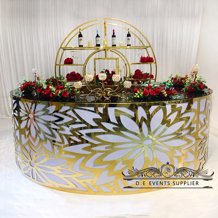 D.E Events led portable round metal outdoor party bars counter for wedding event