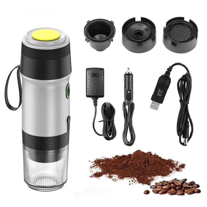 12V/220V Electric Travel Espresso Machine Portable Coffee Maker Compatible with Coffee powder, Small Capsules and Large Capsules