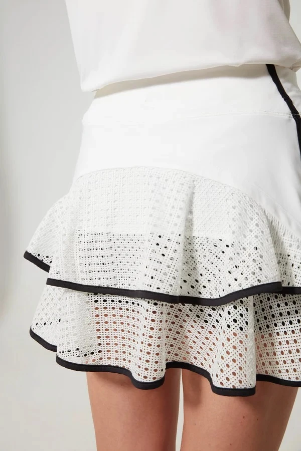 High Quality White Golf Skirts Two Piece Mini Tennis Skirt Set Women Sportswear v Neck and Skirt High Quality Tennis Sets