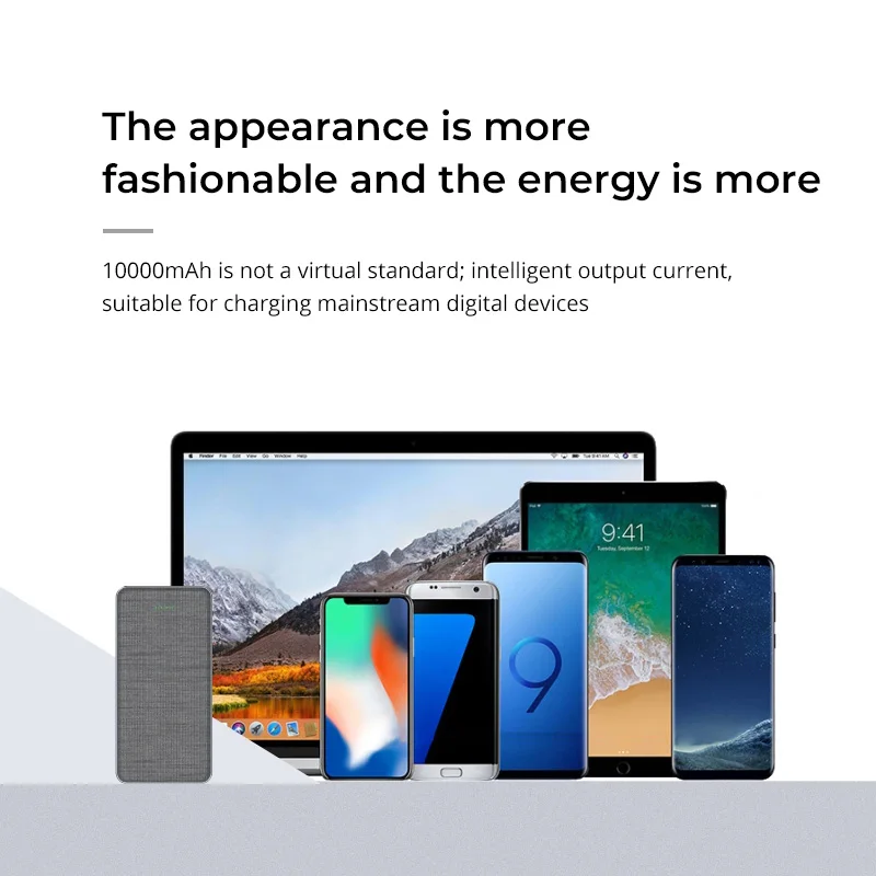 High Quality Fabric Spray Finish Power Bank 10000mAh OEM Mobile Power Bank