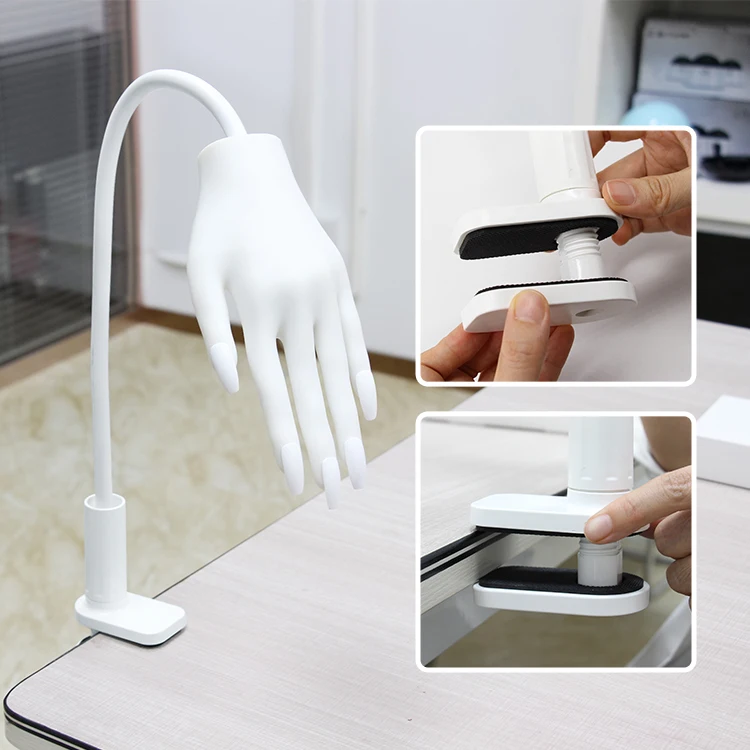 Practice Hand for Acrylic Nails Silicone Nail Hand Practice Upgrade Nail Tips, Flexible Practice Mannequin Hand with 50 PCSTips