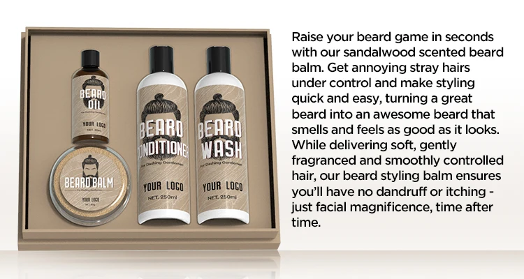 New Design China Factory Wholesale Simple Beard Kit Wash Shampoo Conditioner Oil Cream For Men Beard Care Grooming Kit