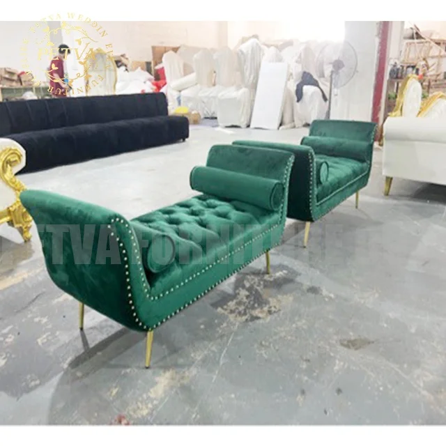 Velvet stainless modern chaise longue sofa beds low prices chair longue for event used