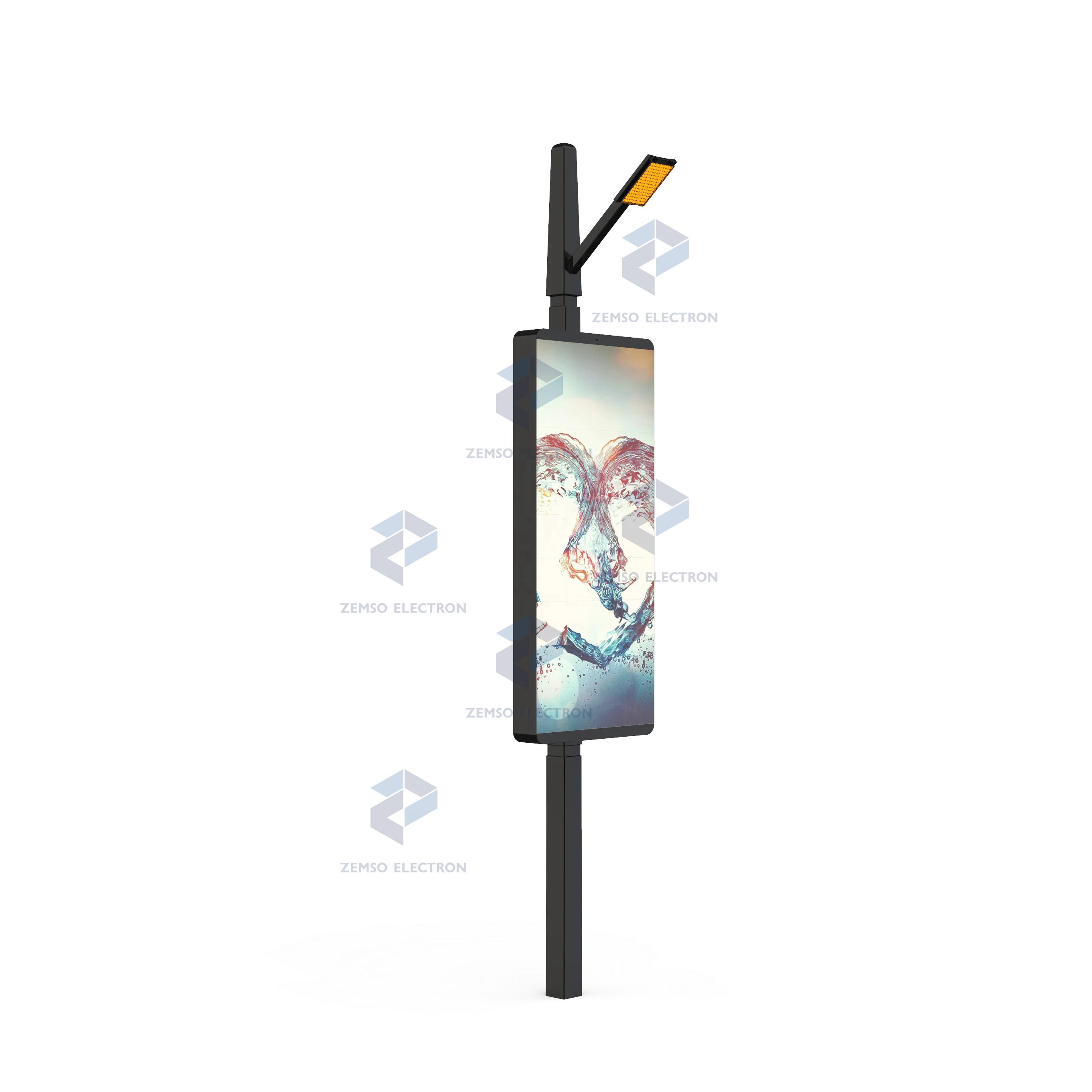 Outdoor solar full color lamp post digital signage street LED Light pole advertising display