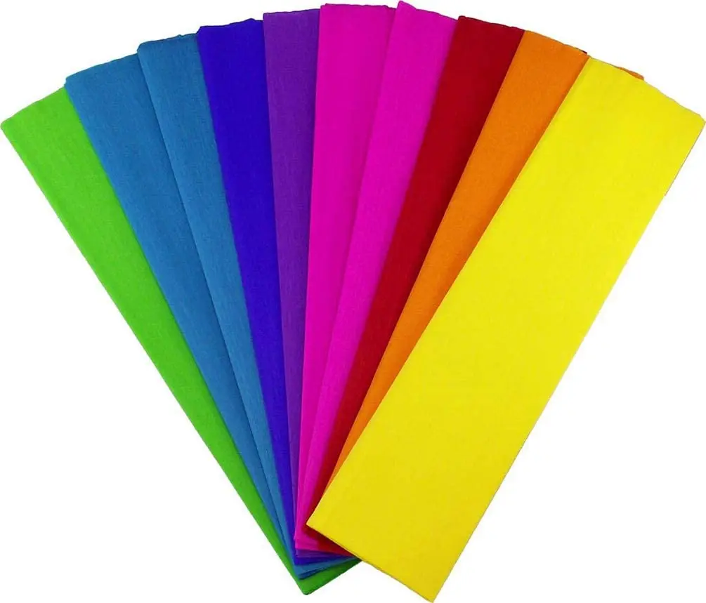 Wholesale plain color Crepe Paper sheet Handmade Colorful Crepe art Paper 50*200cm