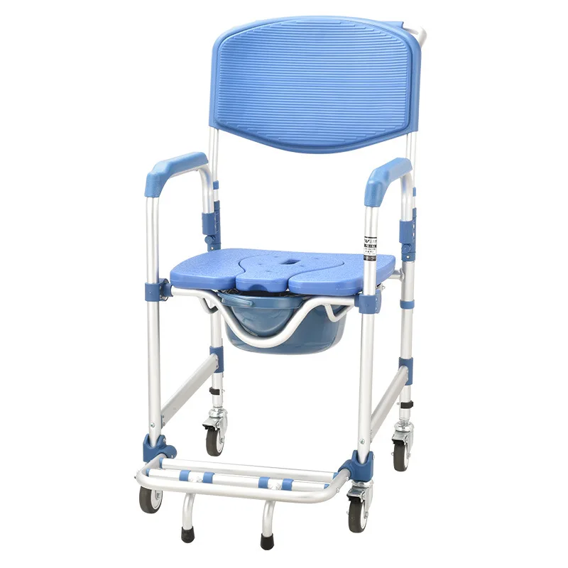 Wholesale Aluminum Alloy Frame Household Wheelchair Shower Toilet Stool Disabled Mobile Toilet Chair Bath Chair
