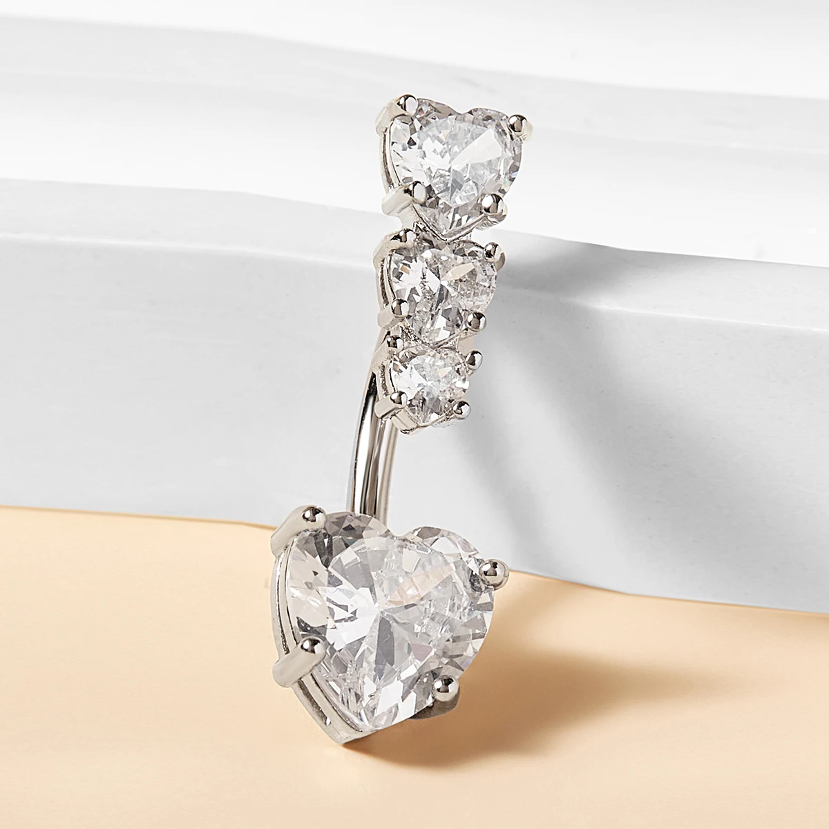 Stainless Steel Belly Button Rings Heart Shape  woman belly bodi heart ring belli pierc jewelri Body Piercing Jewelry