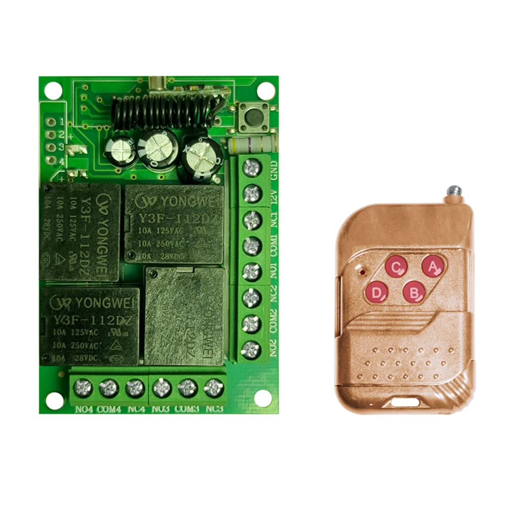 4 way wireless remote controller 7A RX-715 relay switch receiver
