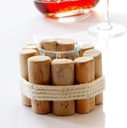 Wholesale new design rustic style home natural wooden base candle holder with glass cup
