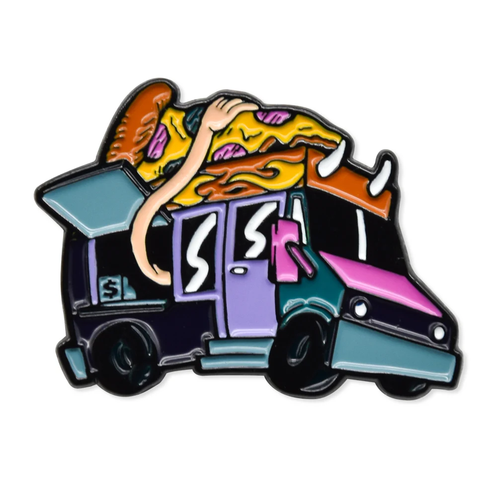 Design souvenir gifts dye black gold metal enamel lapel pin badge